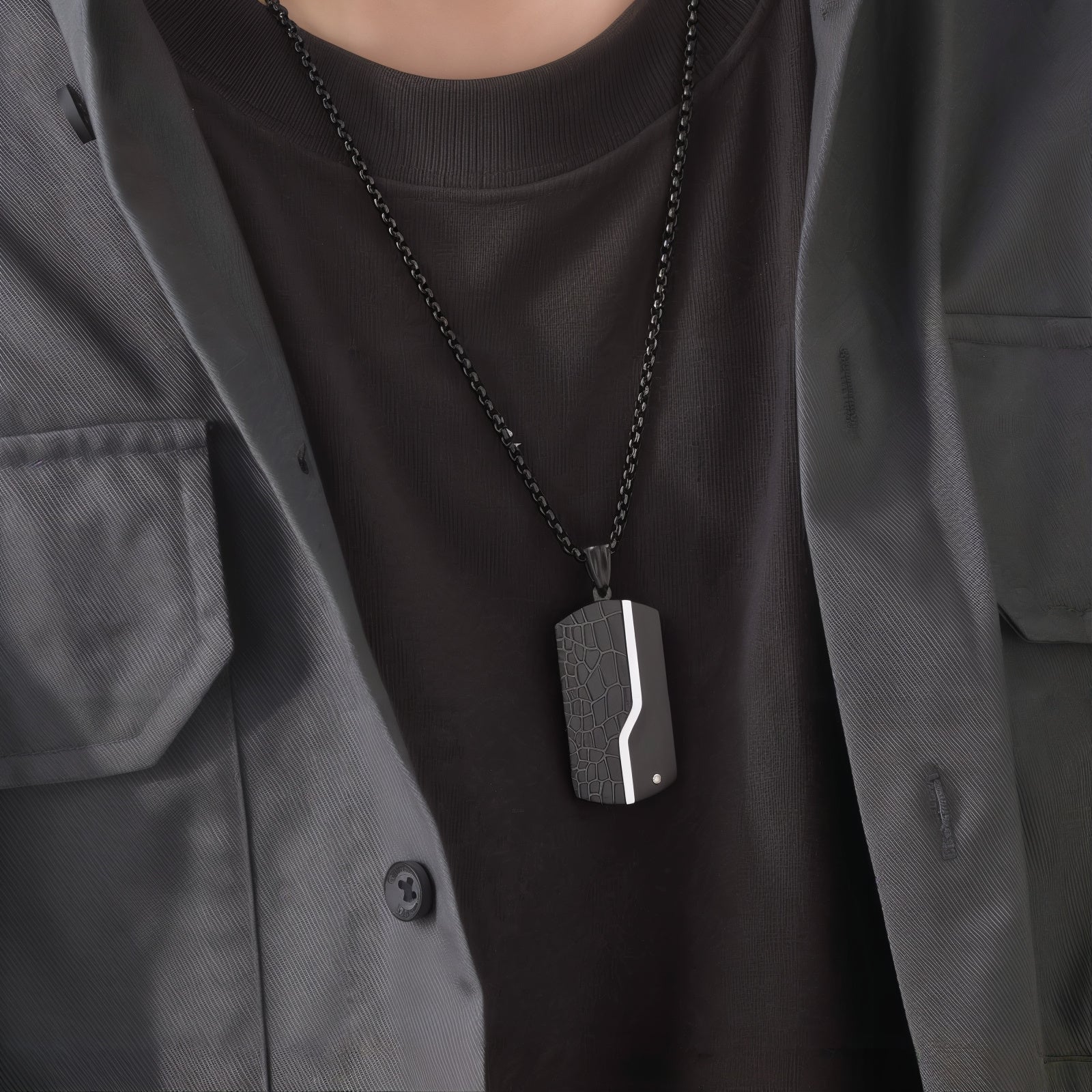 Engraved pendant necklace for men with personalized date and initials